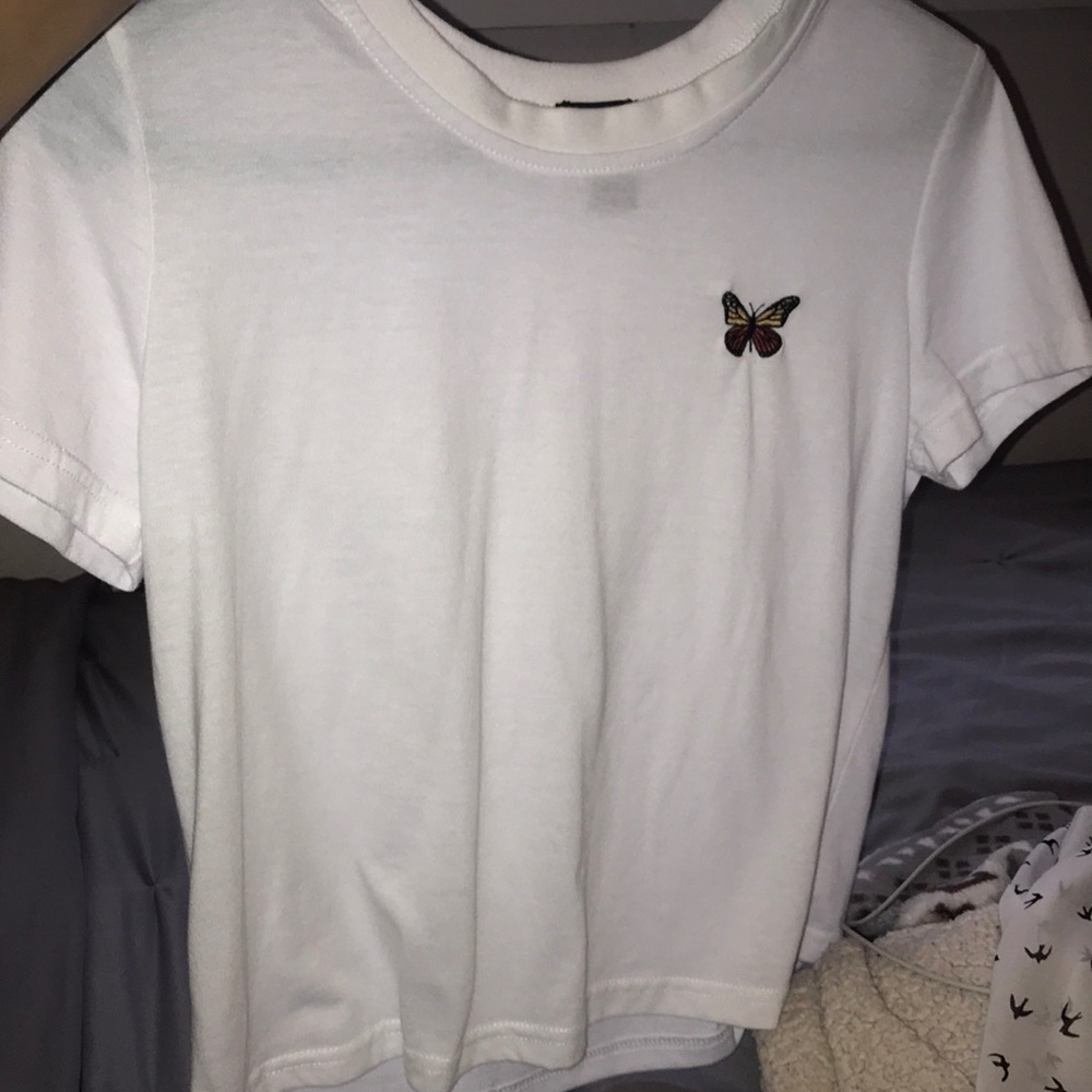 White shirt with butterfly